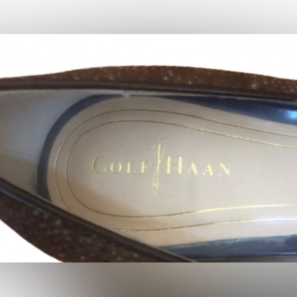 Cole Haan leoprd prnt pony hair dble platform 4.5” patent heels SZ 6.5 Mobwife - Picture 10 of 10